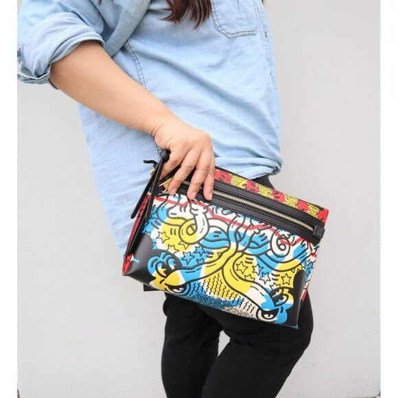 NWT Coach x Keith Harring Mickey Mouse Oversize Clutch Organizer